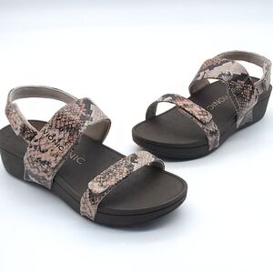 Vionic Bolinas Women's Size 6 Leather Snake Print Slingback Wedge Sandals
